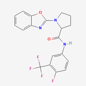 molecular formula C19H15F4N3O2 B2988991 1-(benzo[d]oxazol-2-yl)-N-(4-fluoro-3-(trifluoromethyl)phenyl)pyrrolidine-2-carboxamide CAS No. 1796923-43-7