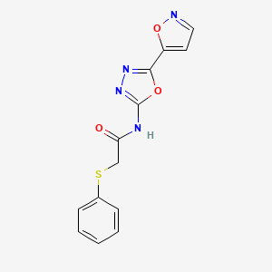 molecular formula C13H10N4O3S B2989002 N-(5-(isoxazol-5-yl)-1,3,4-oxadiazol-2-yl)-2-(phenylthio)acetamide CAS No. 952868-57-4