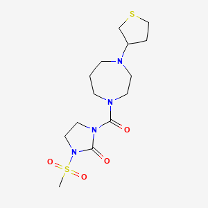 molecular formula C14H24N4O4S2 B2989003 1-(Methylsulfonyl)-3-(4-(tetrahydrothiophen-3-yl)-1,4-diazepane-1-carbonyl)imidazolidin-2-one CAS No. 2309747-88-2