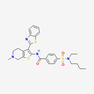 molecular formula C28H32N4O3S3 B2989006 N-(3-(benzo[d]thiazol-2-yl)-6-methyl-4,5,6,7-tetrahydrothieno[2,3-c]pyridin-2-yl)-4-(N-butyl-N-ethylsulfamoyl)benzamide CAS No. 486453-18-3