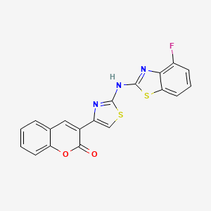 molecular formula C19H10FN3O2S2 B2989008 3-(2-((4-氟苯并[d]噻唑-2-基)氨基)噻唑-4-基)-2H-色烯-2-酮 CAS No. 862974-67-2