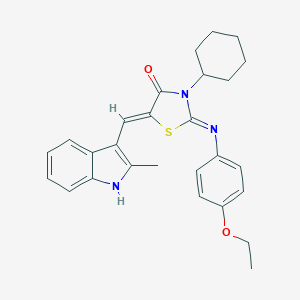 molecular formula C27H29N3O2S B298901 (5Z)-3-cyclohexyl-2-(4-ethoxyphenyl)imino-5-[(2-methyl-1H-indol-3-yl)methylidene]-1,3-thiazolidin-4-one 