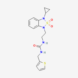 3-[2-(3-Cyclopropyl-2,2-dioxo-1,3-dihydro-2lambda6,1,3-benzothiadiazol-1-yl)ethyl]-1-[(thiophen-2-yl)methyl]urea