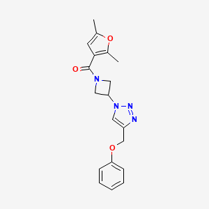 molecular formula C19H20N4O3 B2989019 (2,5-dimethylfuran-3-yl)(3-(4-(phenoxymethyl)-1H-1,2,3-triazol-1-yl)azetidin-1-yl)methanone CAS No. 2034543-69-4