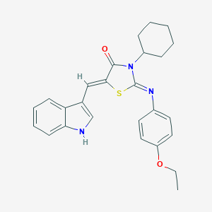 molecular formula C26H27N3O2S B298902 (5Z)-3-cyclohexyl-2-(4-ethoxyphenyl)imino-5-(1H-indol-3-ylmethylidene)-1,3-thiazolidin-4-one 