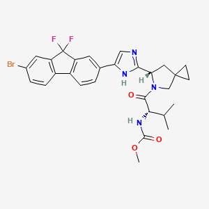 molecular formula C29H29BrF2N4O3 B2989021 Carbamic acid, N-[(1S)-1-[[(6S)-6-[5-(7-bromo-9,9-difluoro-9H-fluoren-2-yl)-1H-imidazol-2-yl]-5-azaspiro[2.4]hept-5-yl]carbonyl]-2-methylpropyl]-, methyl ester CAS No. 1256388-50-7