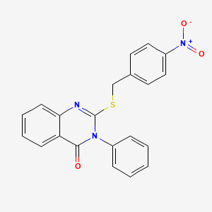 molecular formula C21H15N3O3S B2989022 2-[(4-nitrobenzyl)sulfanyl]-3-phenyl-4(3H)-quinazolinone CAS No. 329079-89-2