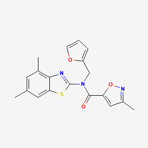 molecular formula C19H17N3O3S B2989025 N-(4,6-dimethylbenzo[d]thiazol-2-yl)-N-(furan-2-ylmethyl)-3-methylisoxazole-5-carboxamide CAS No. 953234-44-1