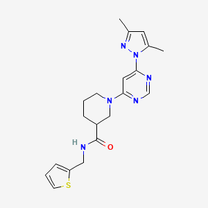 molecular formula C20H24N6OS B2989026 1-(6-(3,5-dimethyl-1H-pyrazol-1-yl)pyrimidin-4-yl)-N-(thiophen-2-ylmethyl)piperidine-3-carboxamide CAS No. 1334376-05-4