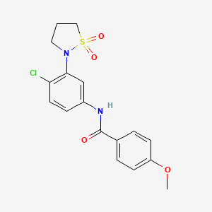 molecular formula C17H17ClN2O4S B2989037 N-(4-chloro-3-(1,1-dioxidoisothiazolidin-2-yl)phenyl)-4-methoxybenzamide CAS No. 946339-25-9
