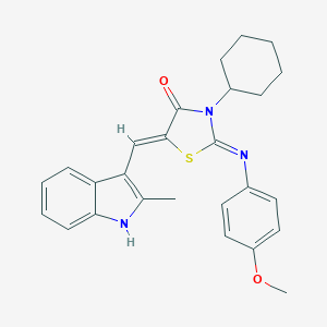 molecular formula C26H27N3O2S B298904 (5Z)-3-cyclohexyl-2-(4-methoxyphenyl)imino-5-[(2-methyl-1H-indol-3-yl)methylidene]-1,3-thiazolidin-4-one 