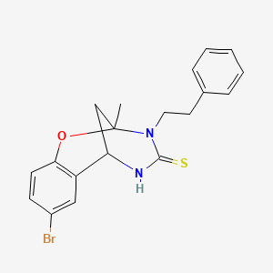 B2989043 8-bromo-2-methyl-3-phenethyl-5,6-dihydro-2H-2,6-methanobenzo[g][1,3,5]oxadiazocine-4(3H)-thione CAS No. 1019149-63-3