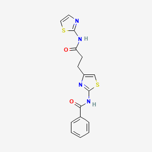 molecular formula C16H14N4O2S2 B2989044 N-(4-(3-oxo-3-(thiazol-2-ylamino)propyl)thiazol-2-yl)benzamide CAS No. 1021266-65-8