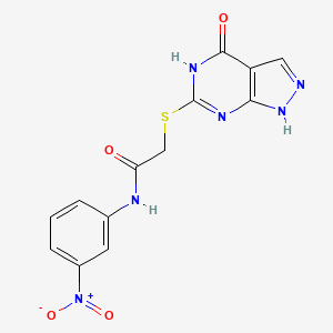molecular formula C13H10N6O4S B2989069 N-(3-nitrophenyl)-2-((4-oxo-4,5-dihydro-1H-pyrazolo[3,4-d]pyrimidin-6-yl)thio)acetamide CAS No. 877630-03-0