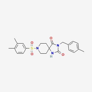 molecular formula C23H27N3O4S B2989071 8-((3,4-Dimethylphenyl)sulfonyl)-3-(4-methylbenzyl)-1,3,8-triazaspiro[4.5]decane-2,4-dione CAS No. 1021111-24-9