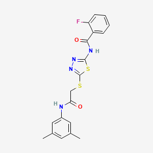 N-(5-((2-((3,5-dimethylphenyl)amino)-2-oxoethyl)thio)-1,3,4-thiadiazol-2-yl)-2-fluorobenzamide