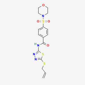 molecular formula C16H18N4O4S3 B2989086 4-morpholin-4-ylsulfonyl-N-(5-prop-2-enylsulfanyl-1,3,4-thiadiazol-2-yl)benzamide CAS No. 637326-13-7