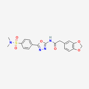 2-(benzo[d][1,3]dioxol-5-yl)-N-(5-(4-(N,N-dimethylsulfamoyl)phenyl)-1,3,4-oxadiazol-2-yl)acetamide