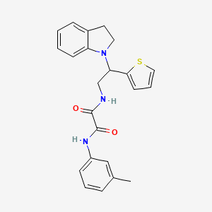 molecular formula C23H23N3O2S B2989092 N1-(2-(indolin-1-yl)-2-(thiophen-2-yl)ethyl)-N2-(m-tolyl)oxalamide CAS No. 898407-65-3