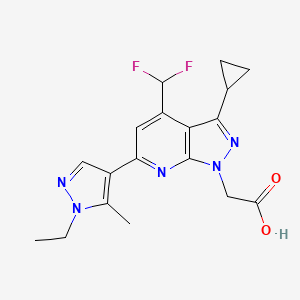 molecular formula C18H19F2N5O2 B2989099 [3-cyclopropyl-4-(difluoromethyl)-6-(1-ethyl-5-methyl-1H-pyrazol-4-yl)-1H-pyrazolo[3,4-b]pyridin-1-yl]acetic acid CAS No. 1006478-14-3