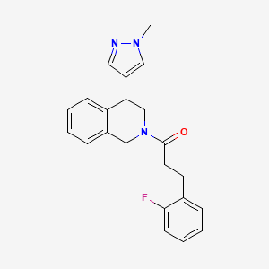 molecular formula C22H22FN3O B2989101 3-(2-fluorophenyl)-1-(4-(1-methyl-1H-pyrazol-4-yl)-3,4-dihydroisoquinolin-2(1H)-yl)propan-1-one CAS No. 2320683-84-7