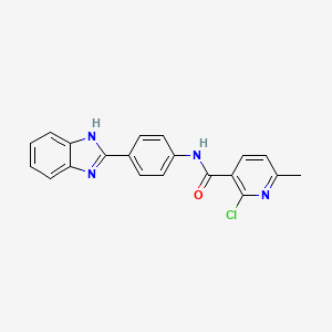 molecular formula C20H15ClN4O B2989106 N-[4-(1H-苯并咪唑-2-基)苯基]-2-氯-6-甲基吡啶-3-甲酰胺 CAS No. 1147693-22-8