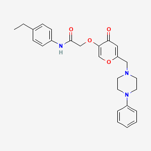 molecular formula C26H29N3O4 B2989137 N-(4-ethylphenyl)-2-((4-oxo-6-((4-phenylpiperazin-1-yl)methyl)-4H-pyran-3-yl)oxy)acetamide CAS No. 898417-25-9