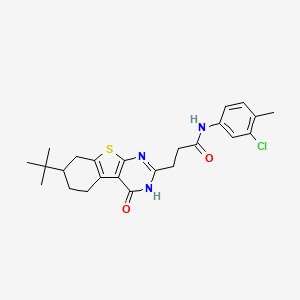 3-(7-(tert-butyl)-4-oxo-3,4,5,6,7,8-hexahydrobenzo[4,5]thieno[2,3-d]pyrimidin-2-yl)-N-(3-chloro-4-methylphenyl)propanamide