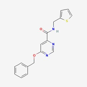 molecular formula C17H15N3O2S B2989180 6-(benzyloxy)-N-(thiophen-2-ylmethyl)pyrimidine-4-carboxamide CAS No. 2034282-80-7