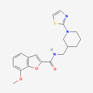 molecular formula C19H21N3O3S B2989195 7-methoxy-N-((1-(thiazol-2-yl)piperidin-3-yl)methyl)benzofuran-2-carboxamide CAS No. 1706217-07-3