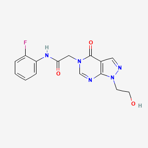 molecular formula C15H14FN5O3 B2989199 N-(2-fluorophenyl)-2-[1-(2-hydroxyethyl)-4-oxopyrazolo[3,4-d]pyrimidin-5-yl]acetamide CAS No. 900011-81-6
