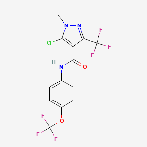 molecular formula C13H8ClF6N3O2 B2989203 5-chloro-1-methyl-N-[4-(trifluoromethoxy)phenyl]-3-(trifluoromethyl)-1H-pyrazole-4-carboxamide CAS No. 321533-83-9
