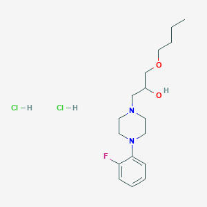 molecular formula C17H29Cl2FN2O2 B2989208 1-Butoxy-3-(4-(2-fluorophenyl)piperazin-1-yl)propan-2-ol dihydrochloride CAS No. 1189869-87-1