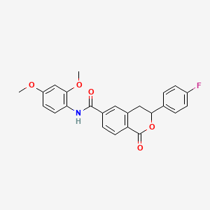 molecular formula C24H20FNO5 B2989218 N-(2,4-dimethoxyphenyl)-3-(4-fluorophenyl)-1-oxo-3,4-dihydro-1H-isochromene-6-carboxamide CAS No. 1049143-46-5