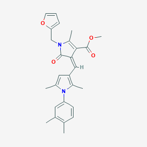 molecular formula C27H28N2O4 B298922 methyl (4Z)-4-{[1-(3,4-dimethylphenyl)-2,5-dimethyl-1H-pyrrol-3-yl]methylidene}-1-(furan-2-ylmethyl)-2-methyl-5-oxo-4,5-dihydro-1H-pyrrole-3-carboxylate 