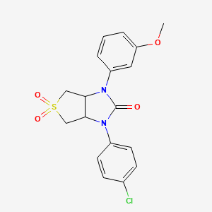 molecular formula C18H17ClN2O4S B2989226 1-(4-氯苯基)-3-(3-甲氧基苯基)四氢-1H-噻吩并[3,4-d]咪唑-2(3H)-酮 5,5-二氧化物 CAS No. 878427-97-5