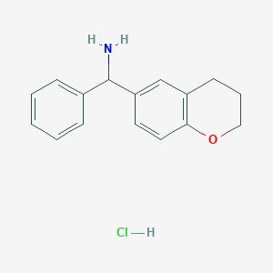 molecular formula C16H18ClNO B2989241 3,4-dihydro-2H-1-benzopyran-6-yl(phenyl)methanamine hydrochloride CAS No. 108132-34-9