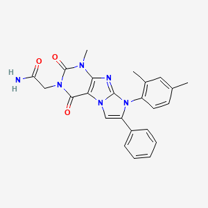 molecular formula C24H22N6O3 B2989252 2-(8-(2,4-dimethylphenyl)-1-methyl-2,4-dioxo-7-phenyl-1H-imidazo[2,1-f]purin-3(2H,4H,8H)-yl)acetamide CAS No. 904372-91-4