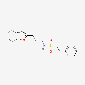 molecular formula C19H21NO3S B2989253 N-(3-(苯并呋喃-2-基)丙基)-2-苯乙磺酰胺 CAS No. 2034457-81-1