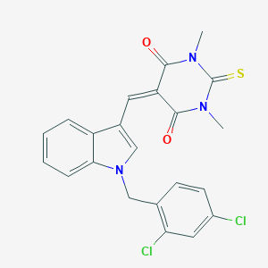 molecular formula C22H17Cl2N3O2S B298926 5-{[1-(2,4-dichlorobenzyl)-1H-indol-3-yl]methylidene}-1,3-dimethyl-2-thioxodihydropyrimidine-4,6(1H,5H)-dione 