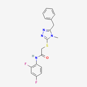 molecular formula C18H16F2N4OS B2989260 2-[(5-苄基-4-甲基-4H-1,2,4-三唑-3-基)硫代]-N-(2,4-二氟苯基)乙酰胺 CAS No. 298215-08-4