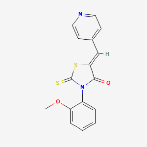 molecular formula C16H12N2O2S2 B2989265 (Z)-3-(2-甲氧基苯基)-5-(吡啶-4-基亚甲基)-2-硫代噻唑烷-4-酮 CAS No. 488861-27-4