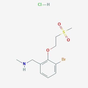 molecular formula C11H17BrClNO3S B2989272 {[3-Bromo-2-(2-methanesulfonylethoxy)phenyl]methyl}(methyl)amine hydrochloride CAS No. 1797840-18-6