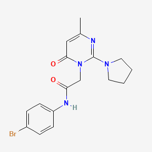 molecular formula C17H19BrN4O2 B2989278 N-(4-bromophenyl)-2-(4-methyl-6-oxo-2-pyrrolidin-1-ylpyrimidin-1(6H)-yl)acetamide CAS No. 1251609-47-8
