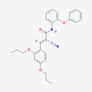molecular formula C28H28N2O4 B2989279 (E)-2-cyano-3-(2,4-dipropoxyphenyl)-N-(2-phenoxyphenyl)prop-2-enamide CAS No. 732268-94-9