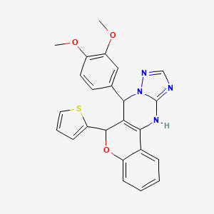 molecular formula C24H20N4O3S B2989280 7-(3,4-二甲氧基苯基)-6-(噻吩-2-基)-7,12-二氢-6H-色烯并[4,3-d][1,2,4]三唑并[1,5-a]嘧啶 CAS No. 850189-64-9