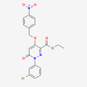 molecular formula C20H16BrN3O6 B2989297 Ethyl 1-(3-bromophenyl)-4-((4-nitrobenzyl)oxy)-6-oxo-1,6-dihydropyridazine-3-carboxylate CAS No. 899975-56-5