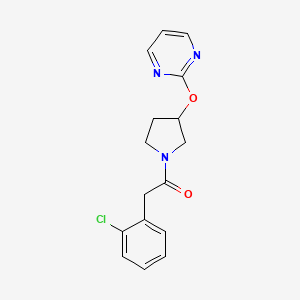 molecular formula C16H16ClN3O2 B2989299 2-(2-Chlorophenyl)-1-(3-(pyrimidin-2-yloxy)pyrrolidin-1-yl)ethanone CAS No. 2034302-17-3