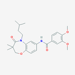 N-(5-isopentyl-3,3-dimethyl-4-oxo-2,3,4,5-tetrahydrobenzo[b][1,4]oxazepin-7-yl)-3,4-dimethoxybenzamide