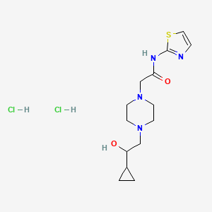 molecular formula C14H24Cl2N4O2S B2989312 2-(4-(2-cyclopropyl-2-hydroxyethyl)piperazin-1-yl)-N-(thiazol-2-yl)acetamide dihydrochloride CAS No. 1396849-99-2